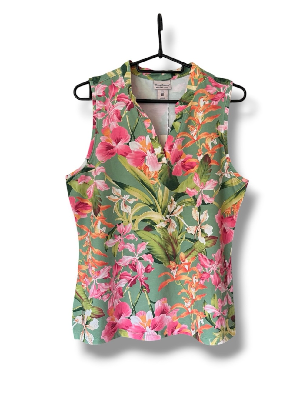 Tommy Bahama Green Tropical Floral V-Neck Sleeveless Top